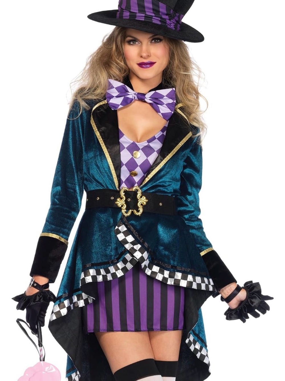 Leg Avenue Mad Hatter-Women's Costume Dress Jacket Hat Bow Cosplay Halloween